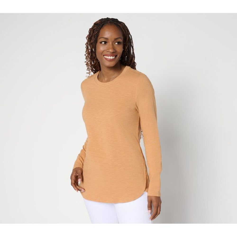 Denim & Co. Women's Top Sz XL Essentials Textured Knit Bracelet Pink A698997